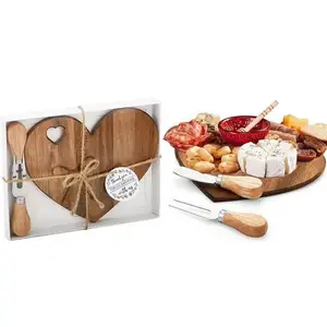 Heart-shaped cutting board cheese knife set - double-sided dual-purpose fruit cutting board