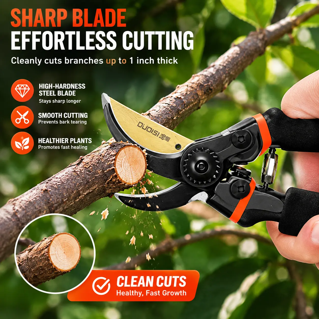 OuDiSi Professional Pruning Shears, SK5 Sharp Blade Garden Clippers, Ergonomic Soft Grip Handles, Heavy Duty Branch Cutter for Gardening, Trees, Shrubs & Plants men woman gift