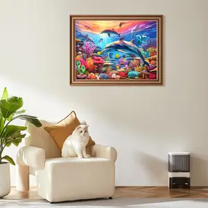 HUADADA-Puzzles 500 Pieces for Adults jigsaw puzzles for adults 500 Piece Puzzle Educational Games -Mesmerizing Dolphins Puzzle