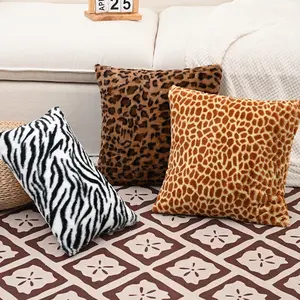 Cute Animal Zebra Giraffe Leopard Print Plush Cushion, Living Room Sofa Pillow, Bed Head Window Decorative Throw Pillow Cover