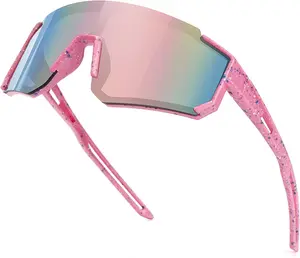 1 Pair Polarized Sports Sunglasses for Boys & Girls, UV400 Protection, Ideal for Driving, Fishing, Cycling, Mountain Biking, Softball, Running, Hiking, Outdoor Activities, Free Size, Pink Color, Comfortable Fit, Durable Design