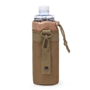 Adjustable Water Bottle Holder Bag, Durable Fabric, Tightening Top Fits Various Sizes, Side Climbing Buckle, Hangs on Hunting Vest Belt Backpack, Drink Carrier