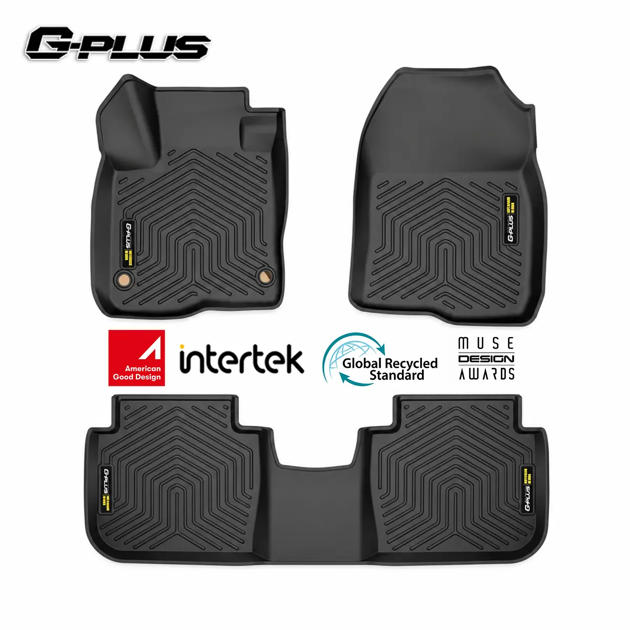 G-PLUS 3-Piece All-Weather TPE Pre-Cut Full Cover Car Mats Set - Vehicle-Specific Fit for Honda CRV 2023-2026 (Including Hybrid), Black Automotive Interior Accessories