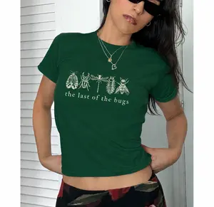 The Last of the Bugs Baby Tee, Indie Folk Insect Graphic Shirt, Noah Kahan baby tee Forest Green Gildan 5000B, Vintage Y2K Aesthetic Top, y2k baby tee, gildan 5000b