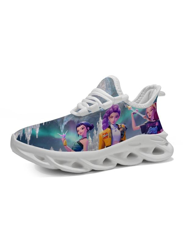 K-Pop Demon Hunters Casual Kids Sneakers Soft EVA Sole Low-cut Breathable Comfortable Fashion Sports Shoes for Girls Boys (011001)