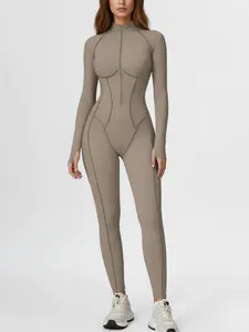 Women's new autumn/winter onesie, half-zip, one-piece fitness wear, high-intensity sports yoga wear, suitable for sports and everyday wear, Sporty Jumpsuit