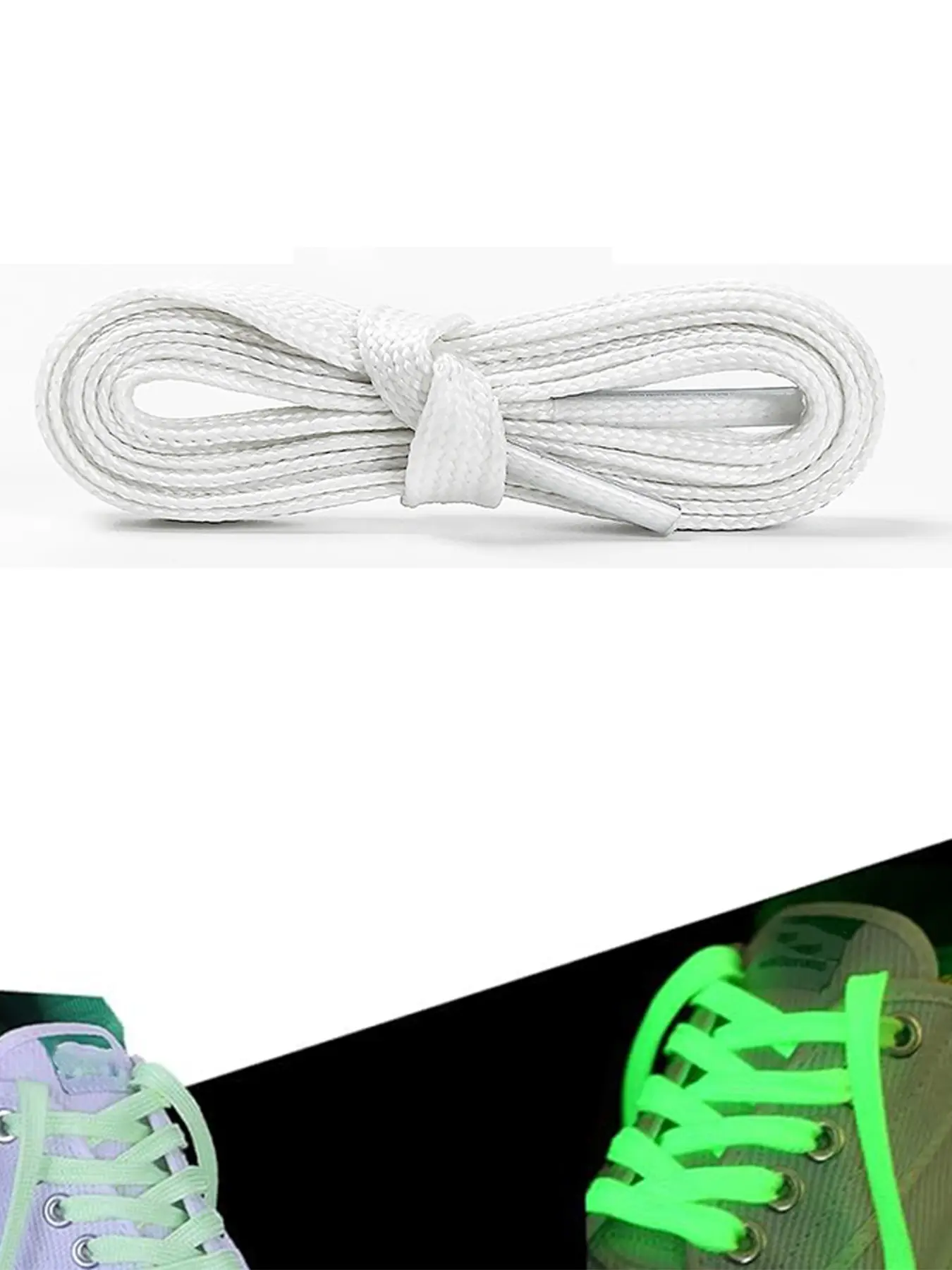 1 Pair 120cm Glow-In-The-Dark Flat Laces, Perfect for Low Top Canvas Shoes, Sports Casual Shoes, Shoelaces For Sneakers, Women's Athletic Shoe Laces, Couples Matching Accessories, Shoe Strings For Sneakers