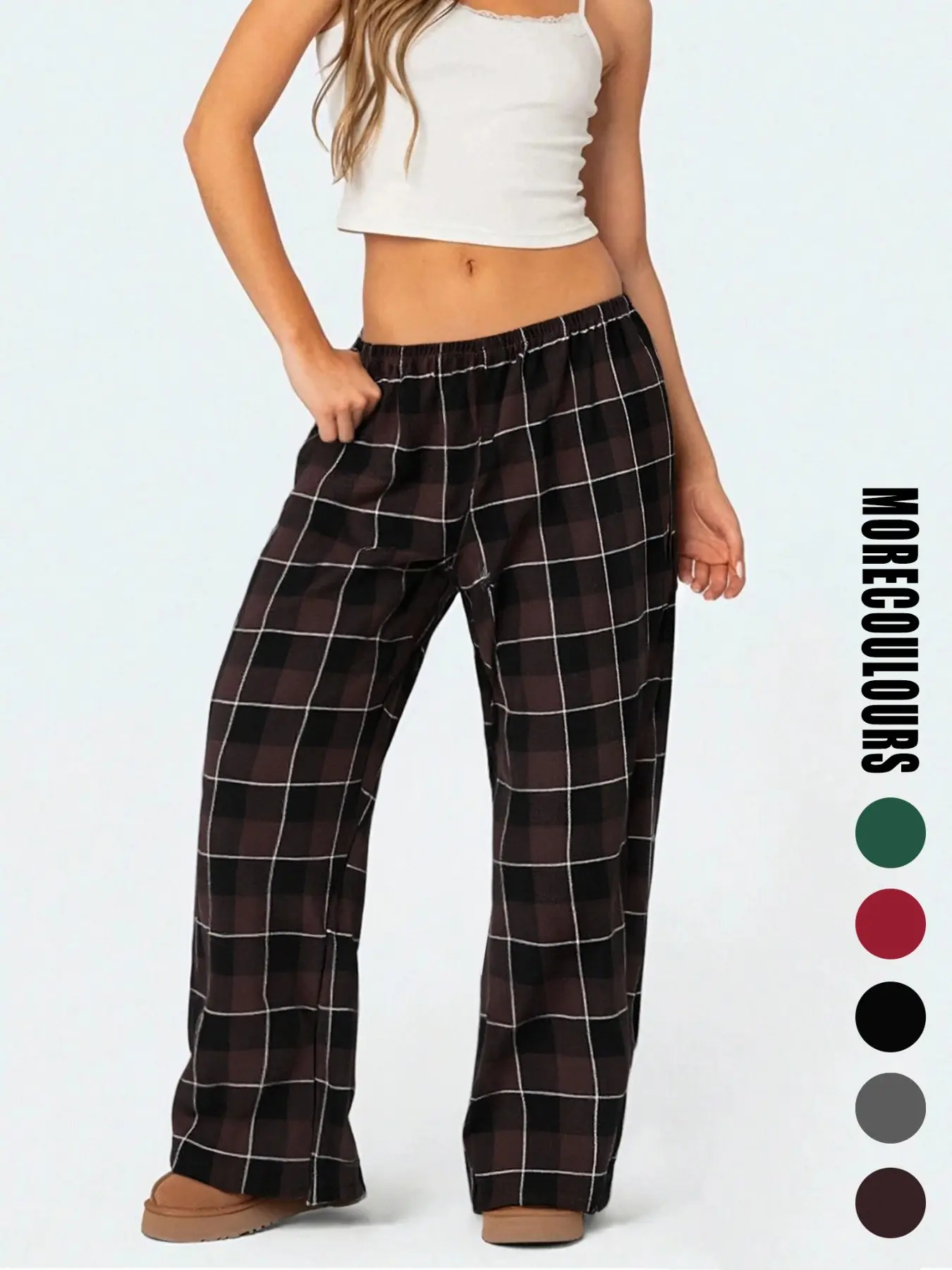Women's Plaid Casual Sleepwear, Comfortable Loose Fit Elastic Waist Pants, Elegant Home Wear, All-Season Soft Fabric, Ladies Loungewear, Elastic Waist Pajamas