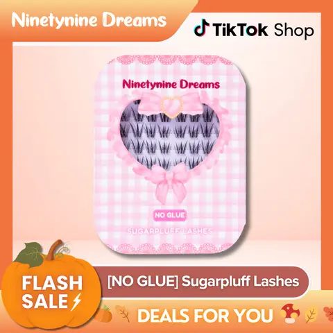Ninetynine Dreams [NO GLUE] Sugarpluff Self-Adhesive Lashes | 9-13mm C Curl Press-On No Glue Required Lash Clusters - Fluffy Spiky Cat-Eye Anime Manhua Style Beginner-Friendly Reusable Lightweight Daily Eyelashes with Ultra-Thin Self-Stick Jelly Band