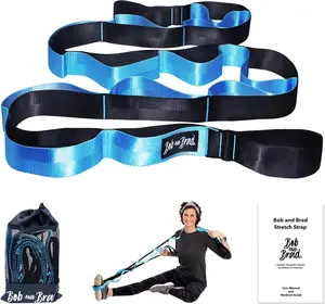BOB AND BRAD Stretch Strap, 12 Loop Yoga Stretch Strap, Non-elastic Stretch Strap for Stretching, Physical Therapy, Pilates, Dance, Gymnastics, and Athletic Trainers with Carry Bag Resistance Exercise