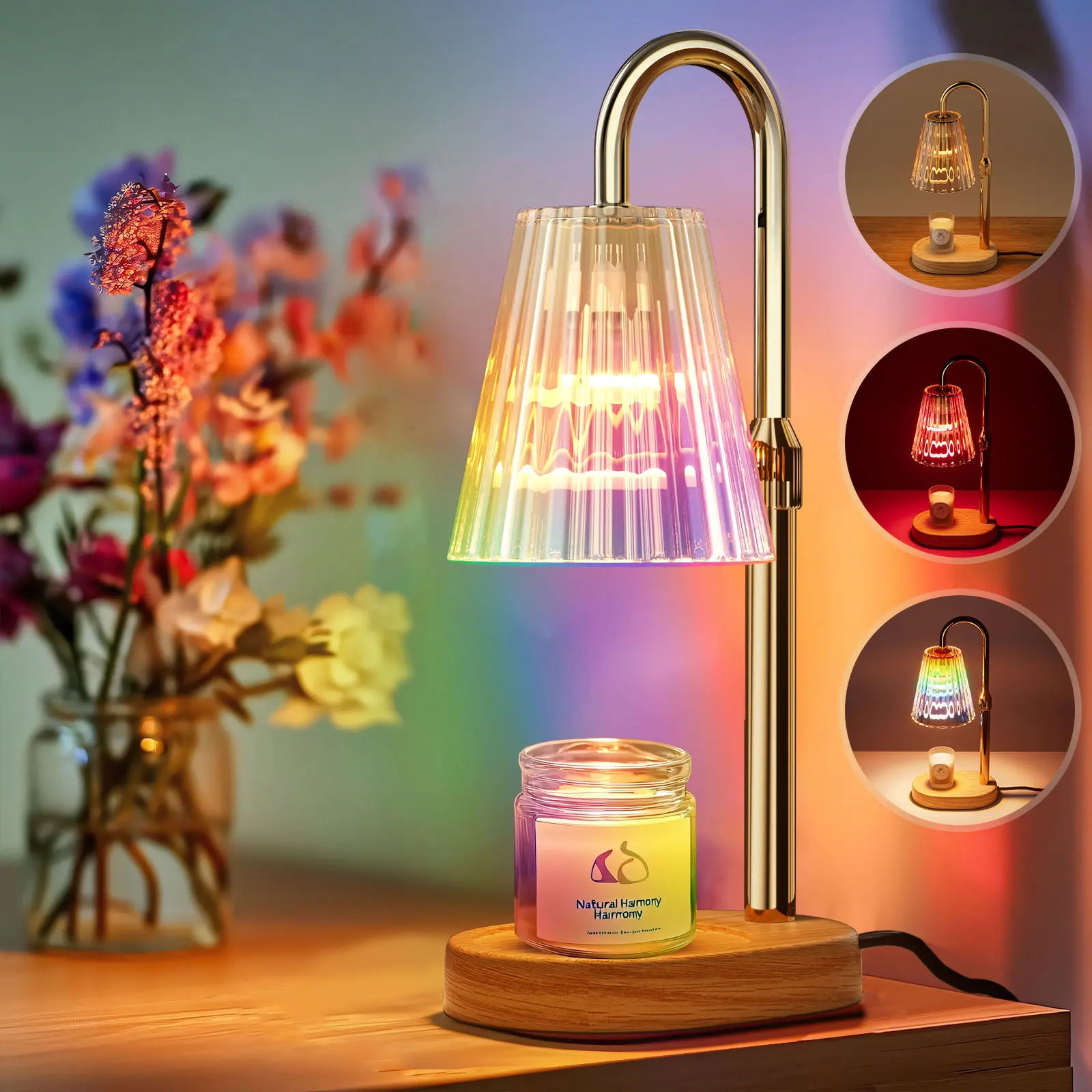 Toolchums Candle Warmer Lamp,Electric Candle Warmer with Dimmable Light,Scented Wax Melter,No Smoke,Compatible with Various Jar,with 2 Light Bulbs,Home Decor Gifts-Black dimmable candle candle wax