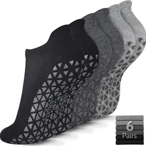 Non Slip Yoga Socks with Grips for Pilates Ballet Barre Barefoot Activities and Hospital Use 6 Pairs for Women and Men Comfortable Anti-Skid Footwear