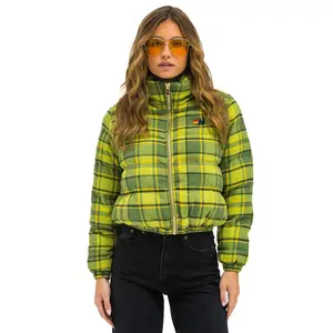 APRES PLAID PUFFER JACKET - AVOCADO PLAID APRES PLAID PUFFER JACKET - AVOCADO PLAID