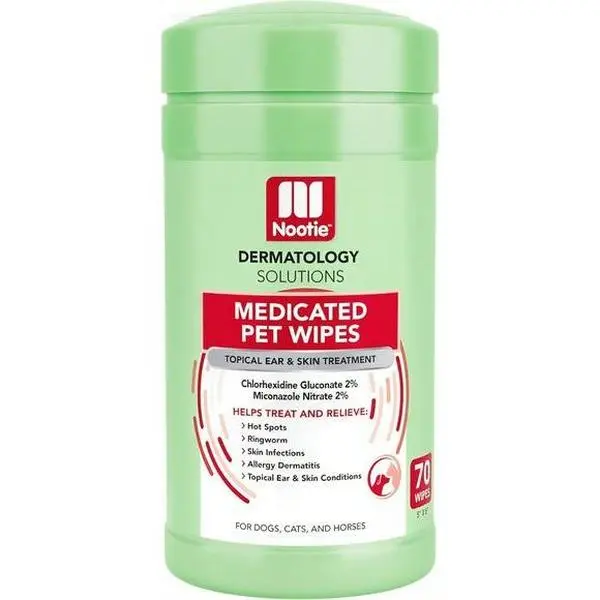 Medicated Pet Wipes with 2% Chlorhexidine & 2% Miconazole - Extra Large 5"x6" Dog and Cat Wipes - Gentle Skin Care for Pets - 70 Count Soft Cleansing Wipes - Vet Recommended Formula