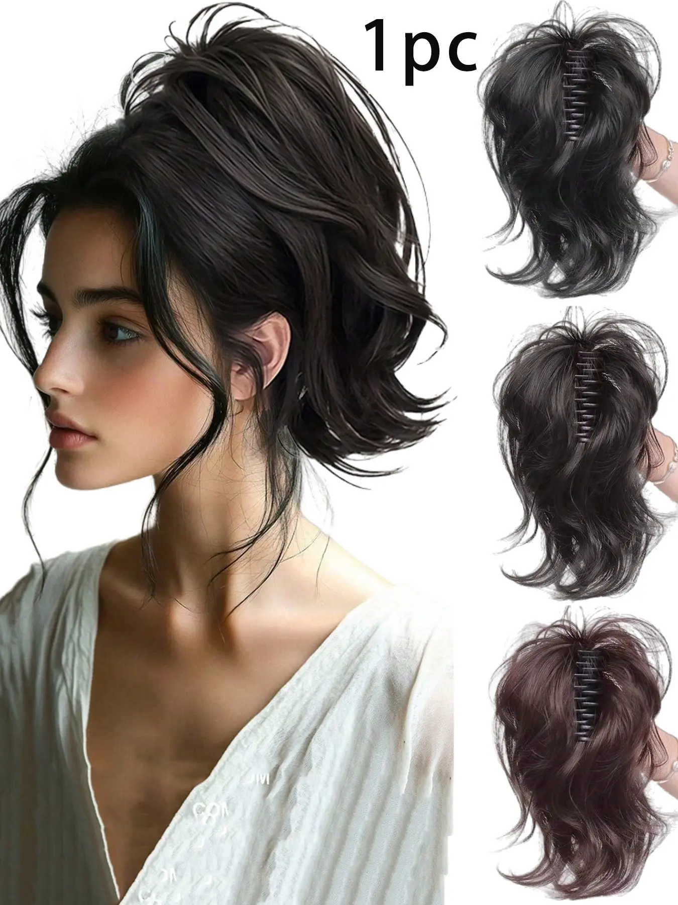Short Curly Ponytail Hair Extensions, Heat Resistant Synthetic Fiber, Clip-In Wave Ponytail, Easy-To-Use Hair Accessories, Wavy Synthetic Hairpiece, Synthetic Ponytail Hairpieces