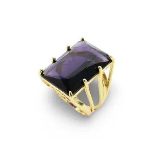 Explicit Dark Purple Ring - Eye-Catching Gold Plated Brass Jewelry