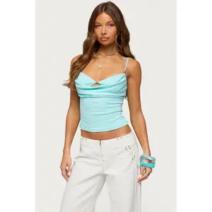 Layered Bra Cowl Neck Top
