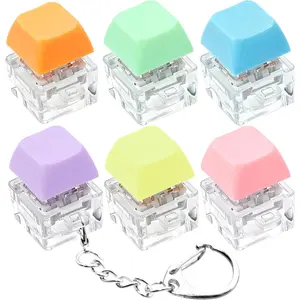 6 Pack Keyboard Fidget Toy, Keyboard Fidget Keychain Keyboard Decompression Button Finger Clicker Toys, Button Stress Relief Fidget Gifts for Adult to Relief Stress (Multicolor)