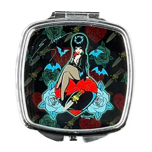 Elvira Blue Rose Square Compact Mirror