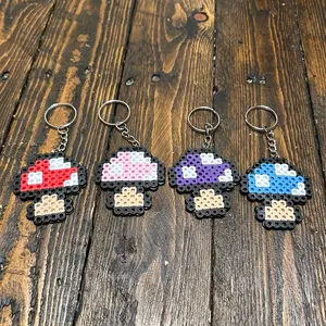 Mushroom Keychain made from perler beads
