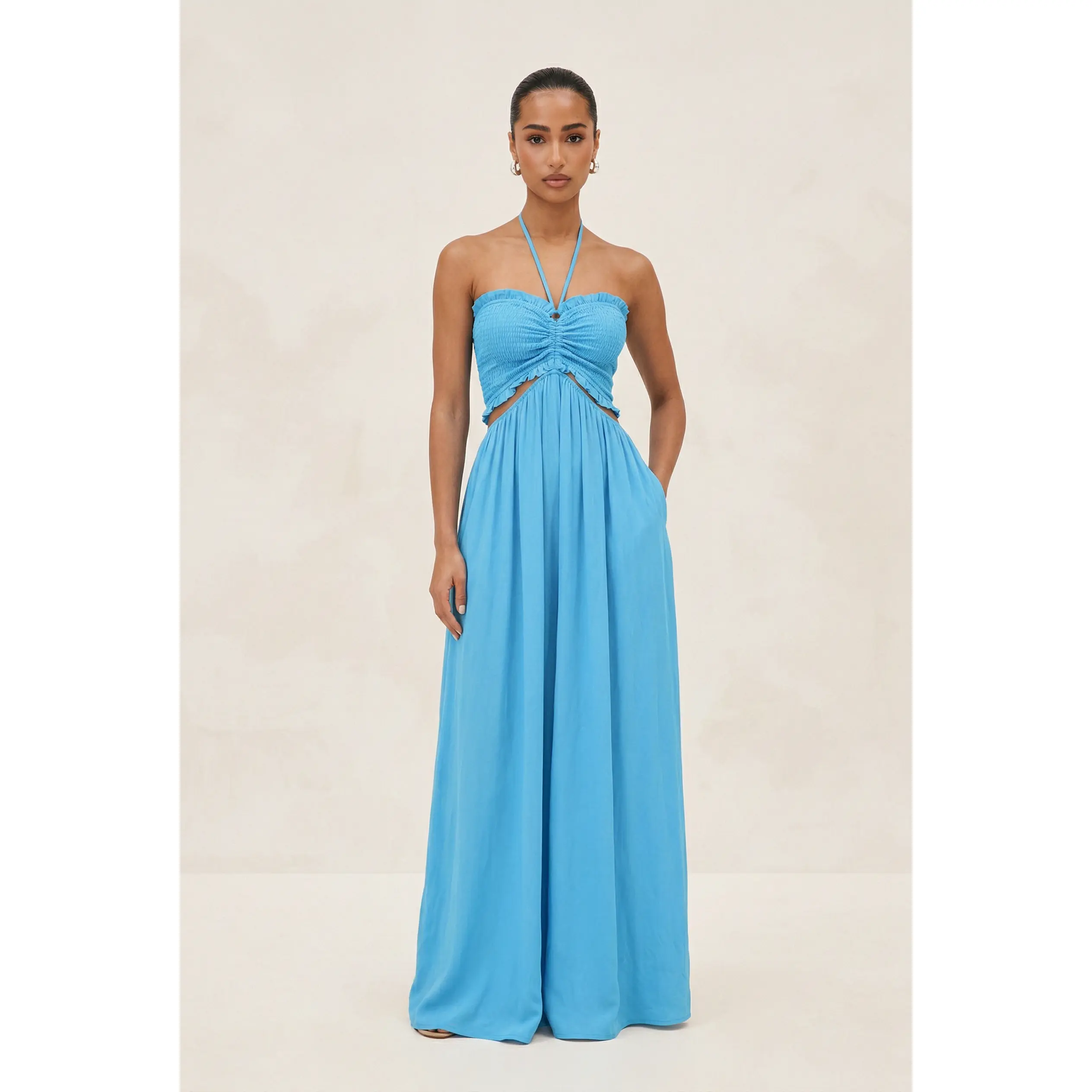 MEET ME IN MYNOKOS MAXI JUMPSUIT (TURQUOISE)
