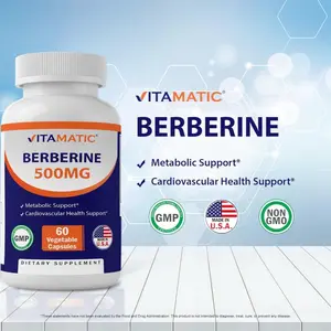 Berberine Supplement 500mg - 60 Vegetable Capsules - Made in The USA - Gluten Free - Non-GMO (1 Bottle)
