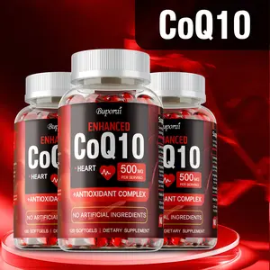 Buporai Coenzyme Q10 Supplement, 120 soft capsules, is rich in antioxidant complexes and contains ingredients such as bergamot and flaxseed oil to support heart health.