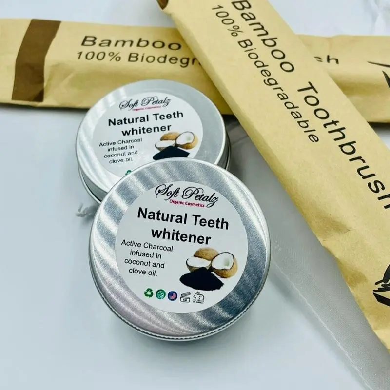 Soft Petalz Natural Teeth Whitener with Active Charcoal Infused in Coconut & Clove Oil for Gentle Whitening Oral Care