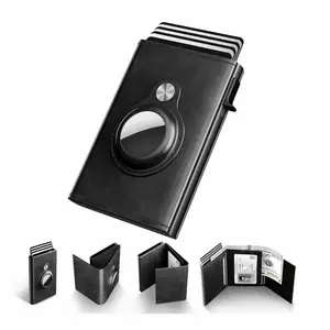 Mens Smart Wallet with Airtag Holder, New Year's Gift, Birthday Gift, Gift for Men, Gift for Dad, Husband,Leather, Slim, Carbon Fiber, Minimalist -9-14 Card Capacity IID Window | Cash Slot| Anti-theft