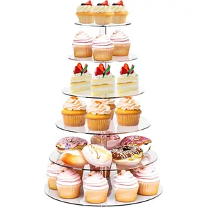 Cupcake Stand, 6 Tier Cupcake Stand for 50 Cupcakes, Round  Dessert Table Display, Clear Cupcake Tower Display for Party, Wedding, Graduation,  Shower