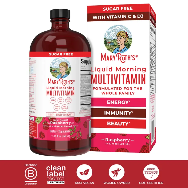 MaryRuth's Liquid Morning Multivitamin - B Complex Vitamins - Vitamins A, C, D, E -  Zinc - Beauty - Vegan - Sugar Free - 15.22 Fl Oz