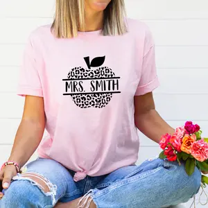 Custom Name Apple Frame Shirt, Personalized Teacher Name T-shirt, Cute Teacher Appreciation Gift Idea Tee, Special Gift T-shirt for Favorite Teacher