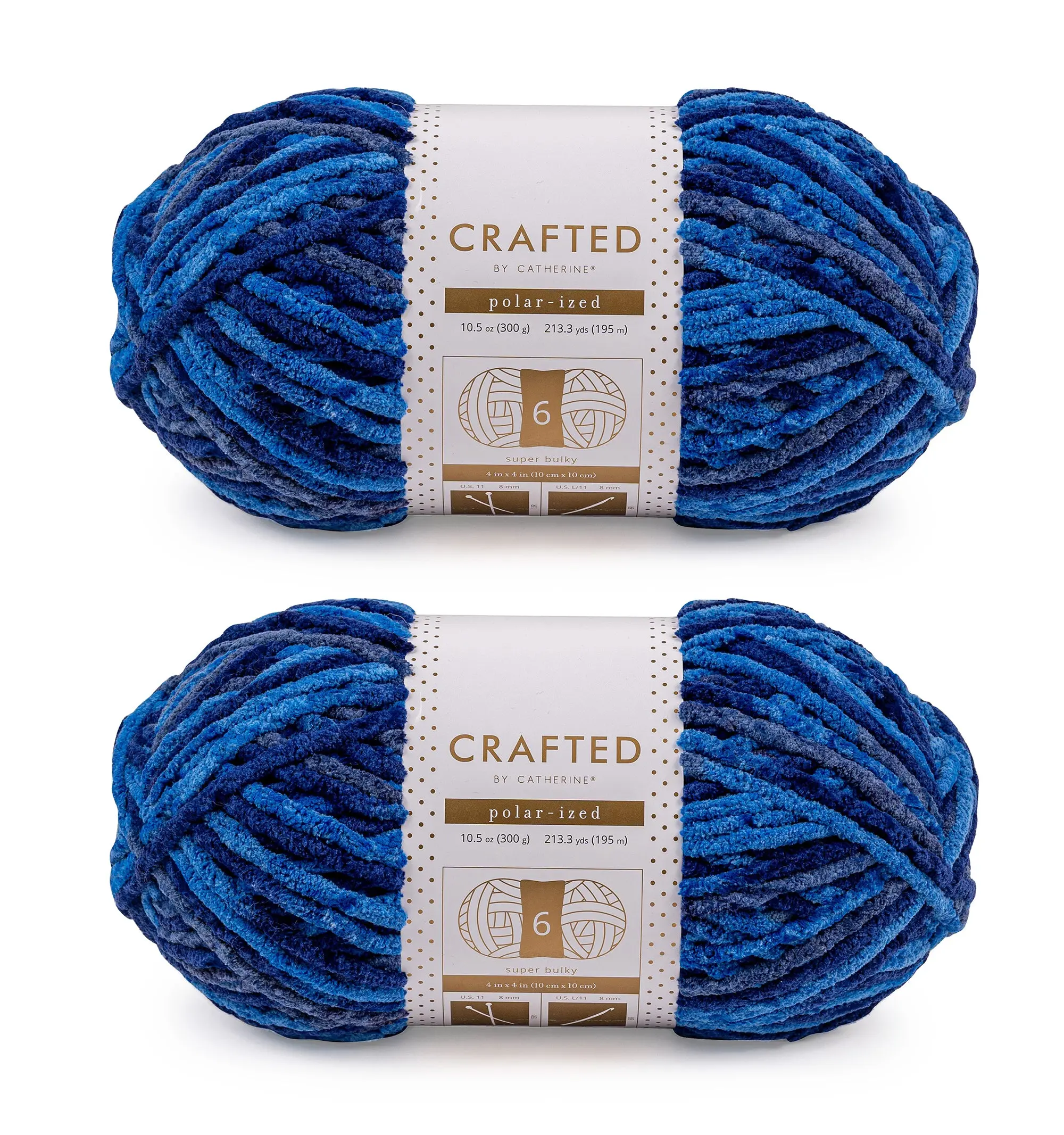 Crafted By Catherine Blanket Polar-ized Ultra Soft Chenille Yarn for Knitting Crocheting Amigurumi Crafting- (10.5 oz / 213 Yards Each Skein),  Gauge 6 Super Bulky - Versatile for Blankets, Pillows, Baskets, Home Decor, Plushies and More