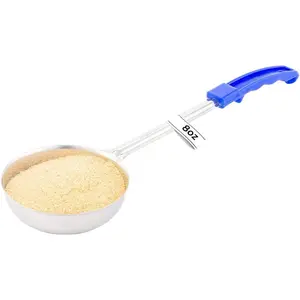 8 Ounce Portion Ladle With Blue Handle Dishwashable Non Corrosive Stainless Steel Portion Control Serving Spoon Multipurpose Serving Utensil