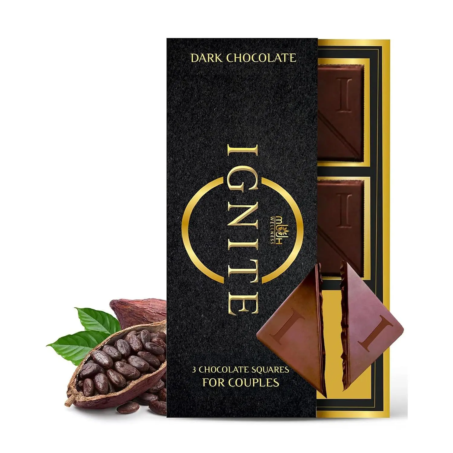Ignite Luxurious Dark Chocolate Squares – 60% Dark Cocoa – Gourmet Rich Dark Chocolate Squares – Pack of 1