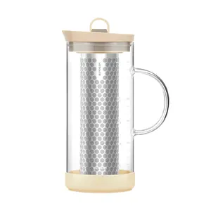 BUYDEEM 1.7L Cold Brew Coffee Maker, Iced Tea Maker & Infuser, Large Capacity Cold Drink Pitcher with Filter, Almond White CD2007