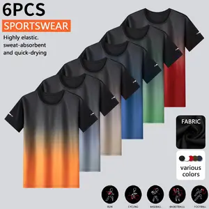 Summer clothing, running sport T-shirts, gradient short-sleeved tops with moisture-wicking and quick-drying functions, suitable for fitness, casual wear and hiking. Available in various colors, they are a great gift choice for men.,summervibes
