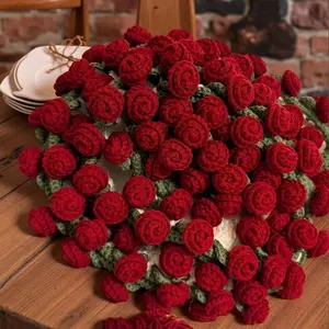 Hand-knitted rose blanket for Thanksgiving or birthdays—an entirely handmade blanket featuring a bouquet design. It is an ideal, unique, and heartfelt gift for mothers, wives, grandmothers, and older relatives, perfect for special anniversaries.
