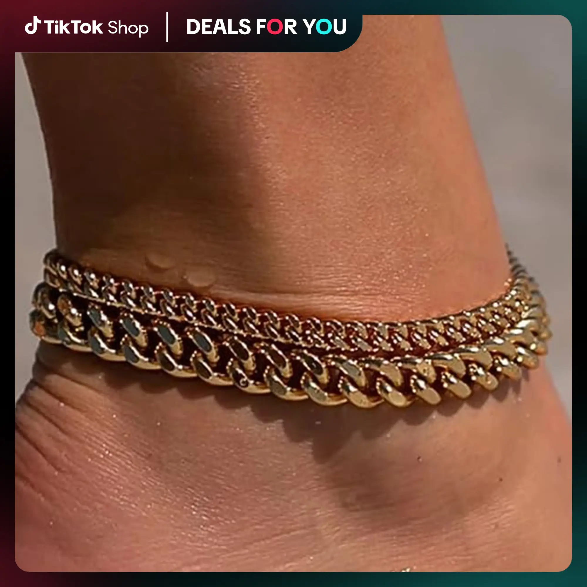 TEWIKY Ankle Bracelets For Women Waterproof Chunky Cuban Link Chain Trendy Large Layer Anklet Set Jewelry Gift for fashion For Summer Jewellery dealsf