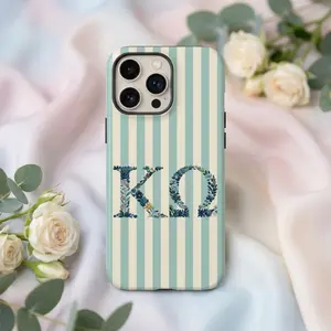 Custom Name Phone Case | Personalized Floral Letter Striped Aesthetic Phone Case IP 17 16 15 14 13 12 Pro Max X