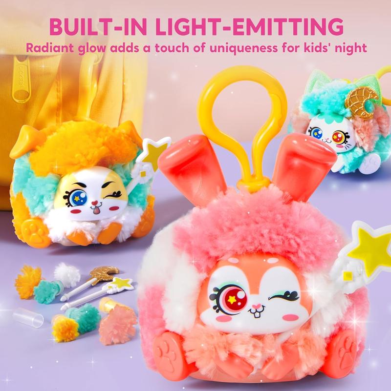 DIY Plush Keychain Making Craft, DIY Arts & Craft Set with 3 Models, Create Your Own Stuffed Keychain for Boys and Girls Ages 6 7 8 9 Valentine's Day Gifts for Kids