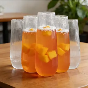 24-Pack Luxury Ripple Champagne Glasses, High-End Simple Design, Restaurant Commercial Use, Events, Parties, Weddings, Durable, Multi-Scene Applicable