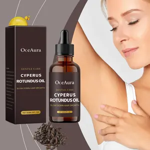 OceAura Cyperus Rotundus Oil for Hair Reduction - Hair Growth Inhibitor Serum for Face & Body - Natural Skin Soothing Post-Hair Removal Care - Infused with Vitamin C & Aloe Vera for Smooth Skin & Brightening - 2 fl oz