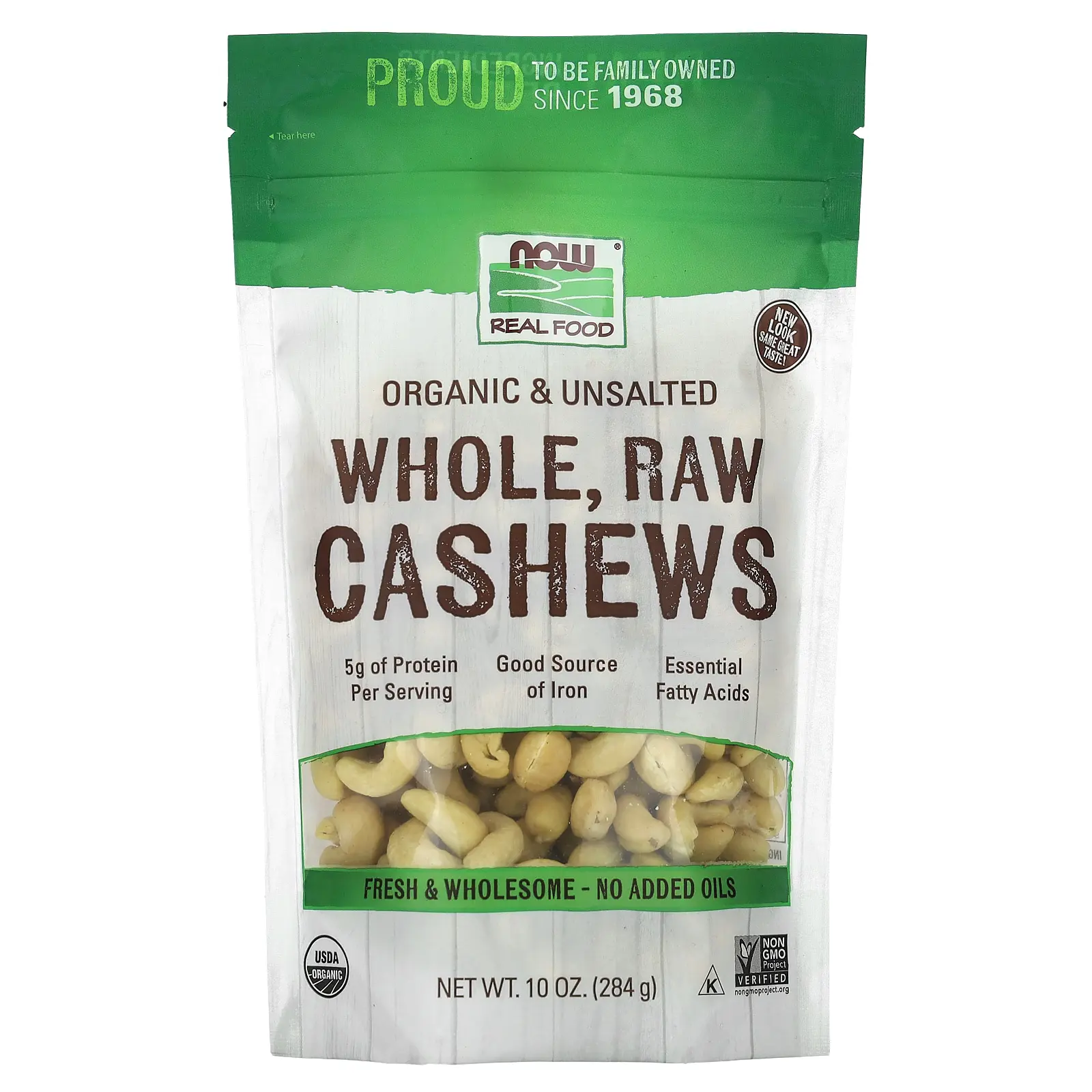 NOW Foods Organic Whole Raw Cashews, Unsalted, 10 oz (284 g) NOW Foods Organic Whole Raw Cashews, Unsalted, 10 oz (284 g)
