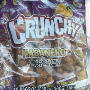 Manzela Crunchy Habanero Flavored Peanuts 10 Bags of 4.58 oz Each 130g Total Crunchy Habanero Snack