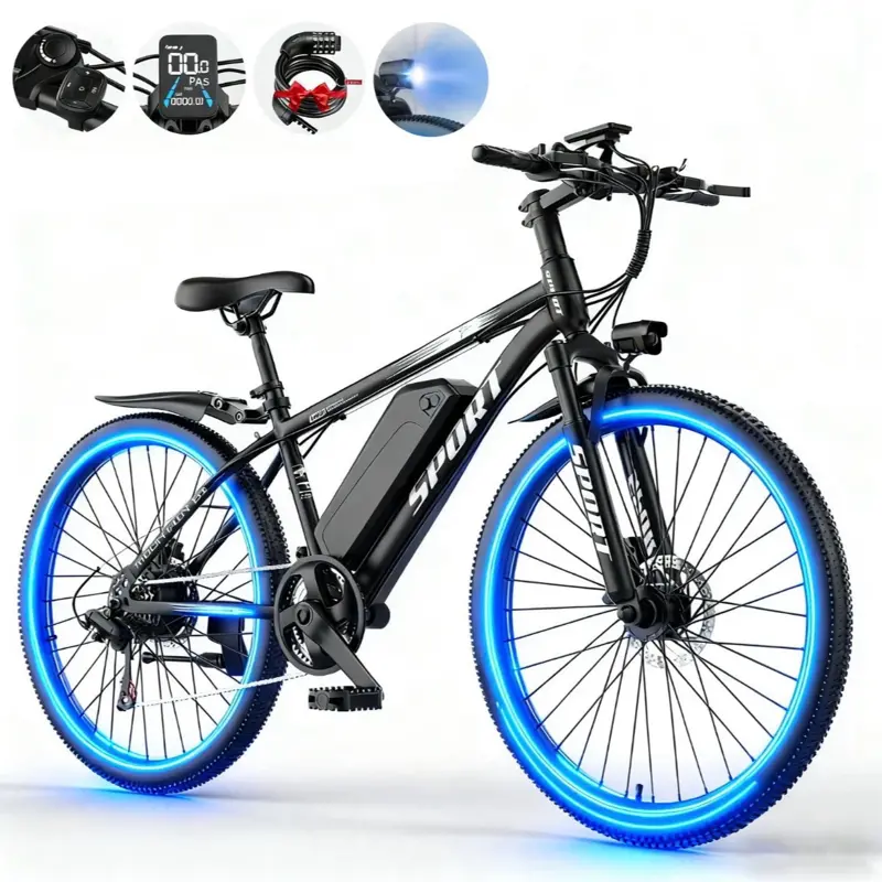 Electric Bike for Adults 26" E-bike 25MPH 65 Miles 1500W 7-Speed US