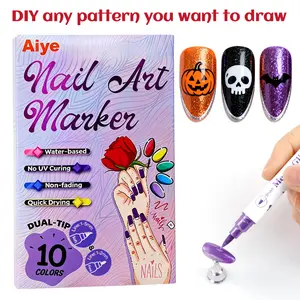 10-Color Metallic Nail Art Pens Set – Metallic 3D Quick-Dry Nail Art Markers, Fine-Tip Nail Polish Pens & Dotting Pens for DIY Gel, Acrylic & Natural Nails, Christmas Gift, Sisters Gift, Kids Birthday Gift, Back-to-School Gift