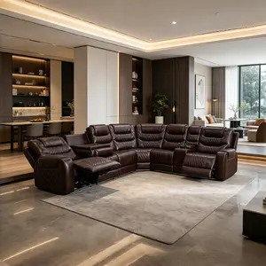 Breathing Leather Power Recliner Sofa Set, Living Room Sectional with 170° Flat Recline & USB Charging, LED Ambient Light, Storage Console with Cup Holders, High-Density Foam & Spring Support, Home Theater Couch