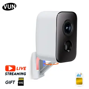 VUN Outdoor 4G LTE Cellular Security Cameras for Home, Magnetic Pet / Baby Camera with 180° Pan Rotating, 2-Way Audio, Built-in Rechargeable Battery, Color Night Vision, AI Detection & IP65 Weather Proof