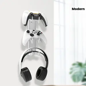 1pc Sleek Acrylic Game Controller & Headphone Holder - Multi-Purpose Wall-Mounted Display Rack - Space-Saving for Gaming Accessories with Modern Design for Controllers and Headphones, Gaming Headphones